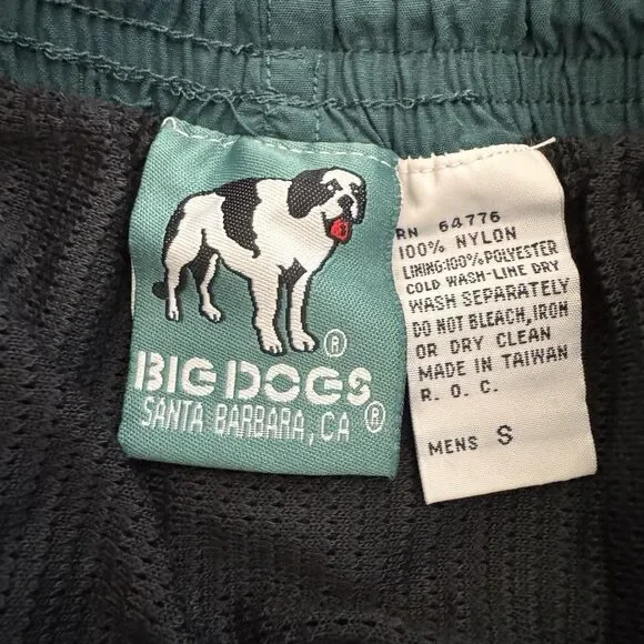 Vintage Big Dogs Swim Trunks, Green/Blue, Size Mens Small 1990s, 90s Pool Beach - Picture 4 of 9
